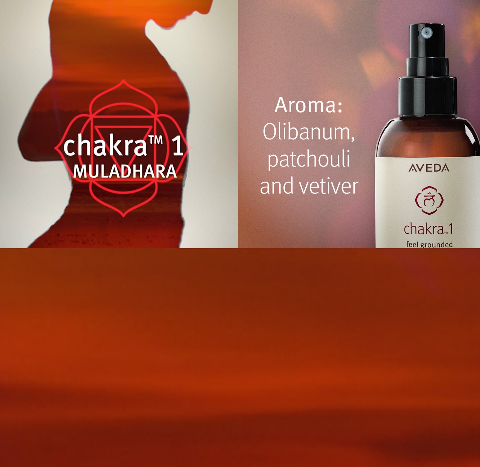 Chakra 1 aroma includes olibanum, patchouli & vetiver aromas.